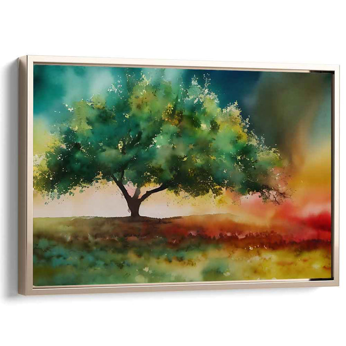 Hues Of Tranquility: A Watercolor Landscape Canvas Art