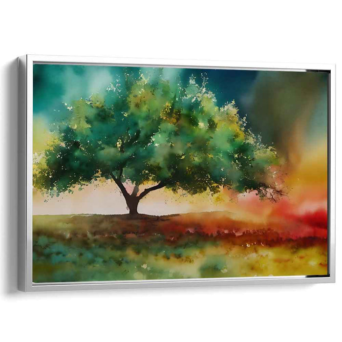 Hues Of Tranquility: A Watercolor Landscape Canvas Art
