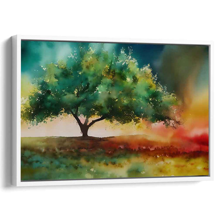 Hues Of Tranquility: A Watercolor Landscape Canvas Art