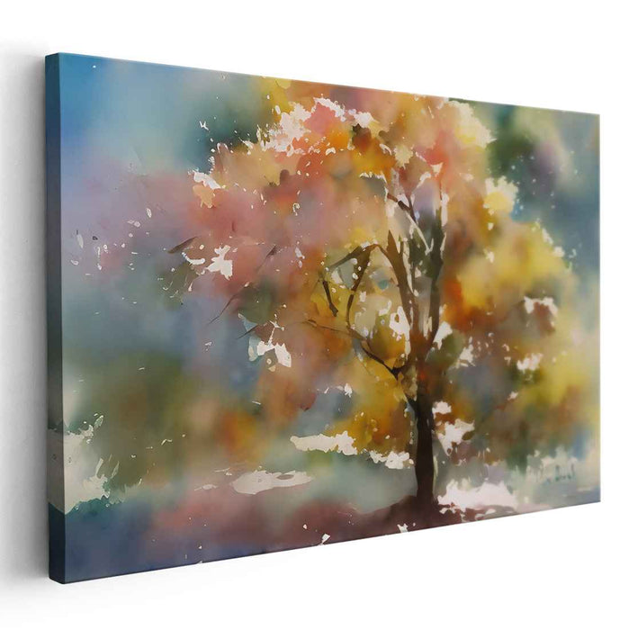 Whispering Woods Dreamscape: Dreamlike Watercolor Tree Canvas Art Print
