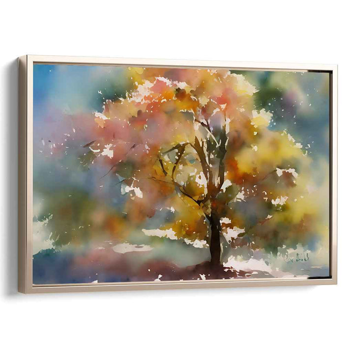 Whispering Woods Dreamscape: Dreamlike Watercolor Tree Canvas Art Print