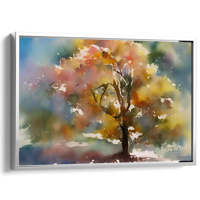 Whispering Woods Dreamscape: Dreamlike Watercolor Tree Canvas Art Print