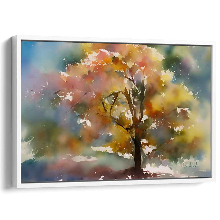 Whispering Woods Dreamscape: Dreamlike Watercolor Tree Canvas Art Print
