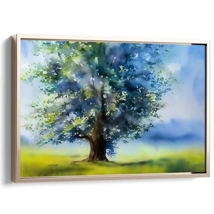 Gossamer Grove Amid Twilight: Ethereal Tree in Luminous Landscape