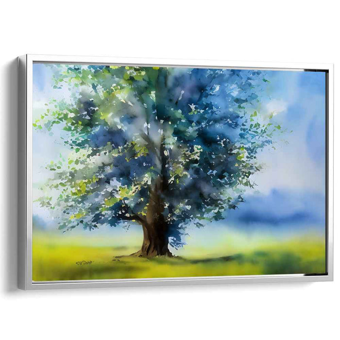 Gossamer Grove Amid Twilight: Ethereal Tree in Luminous Landscape