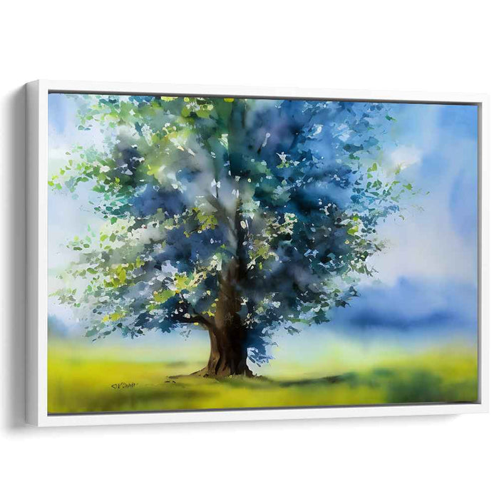 Gossamer Grove Amid Twilight: Ethereal Tree in Luminous Landscape