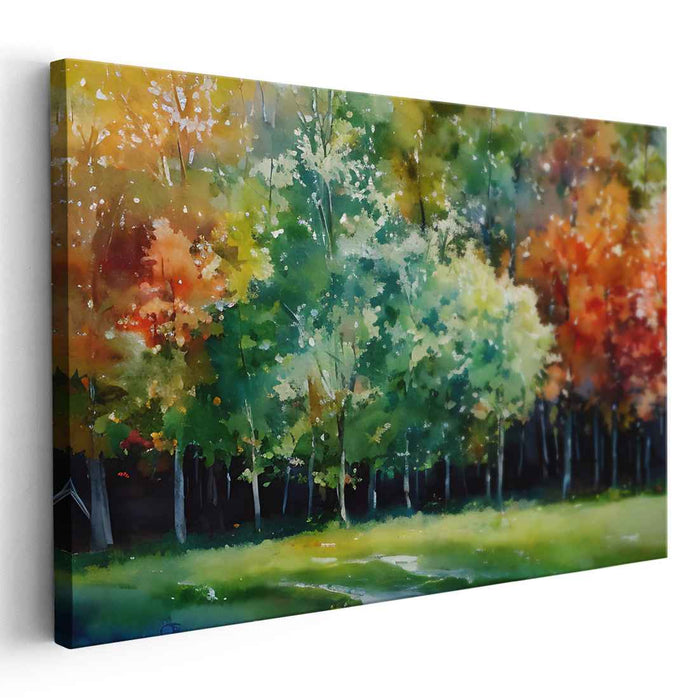 Whispering Woods Fantasy: Impressionist Forest Canvas Art Print