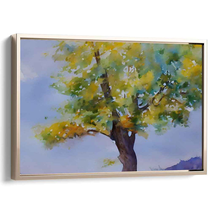 Serene Autumn Tree: Watercolor Landscape Canvas Art Print
