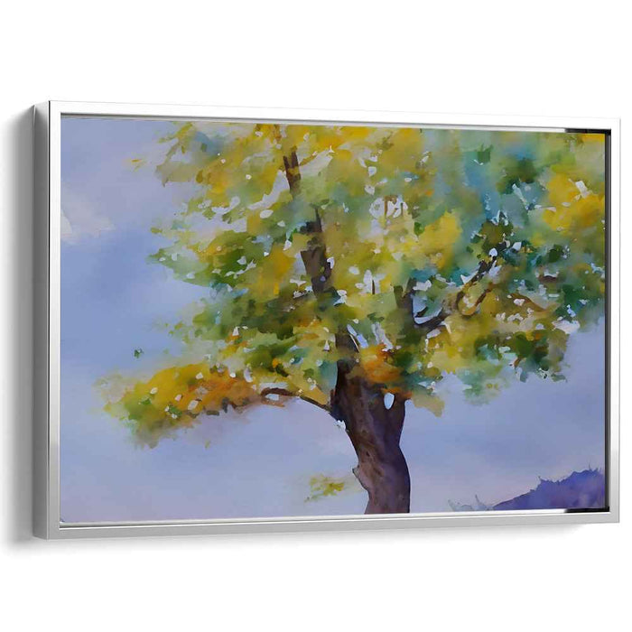 Serene Autumn Tree: Watercolor Landscape Canvas Art Print