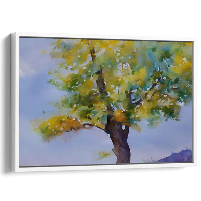 Serene Autumn Tree: Watercolor Landscape Canvas Art Print
