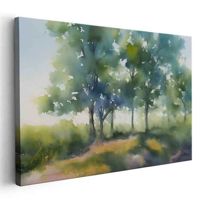 Shaded Canopy Serenade: Impressionist Forest Watercolor Art Print