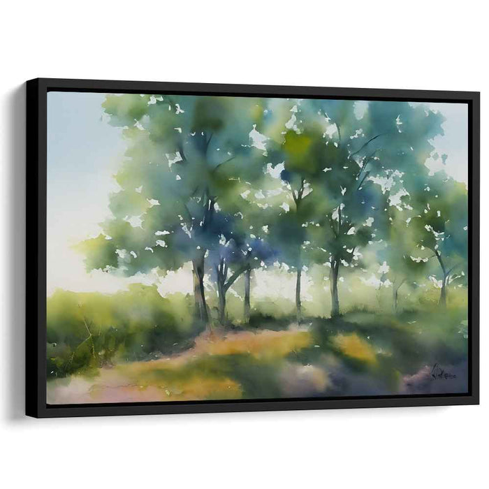 Shaded Canopy Serenade: Impressionist Forest Watercolor Art Print