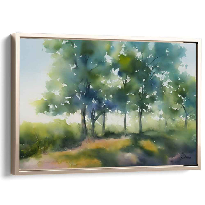 Shaded Canopy Serenade: Impressionist Forest Watercolor Art Print