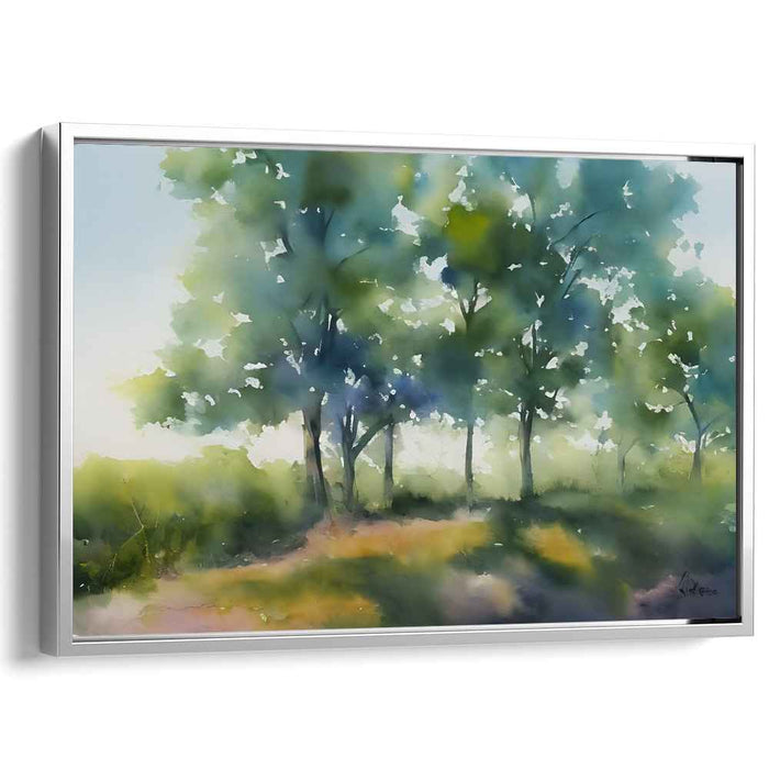 Shaded Canopy Serenade: Impressionist Forest Watercolor Art Print