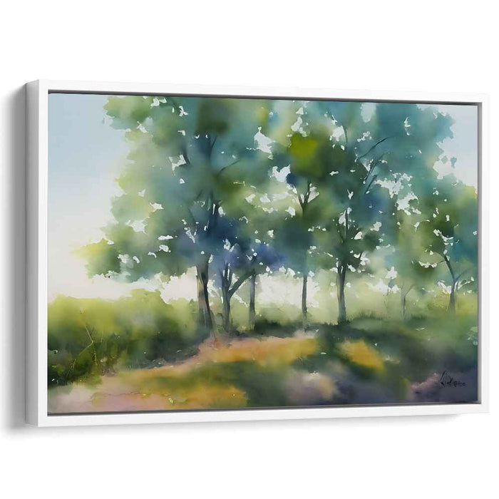 Shaded Canopy Serenade: Impressionist Forest Watercolor Art Print