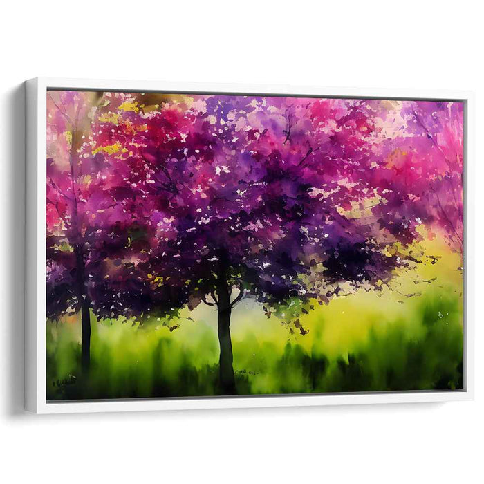 Chromatic Forest Bloom: Vibrant Watercolor Trees in Spring