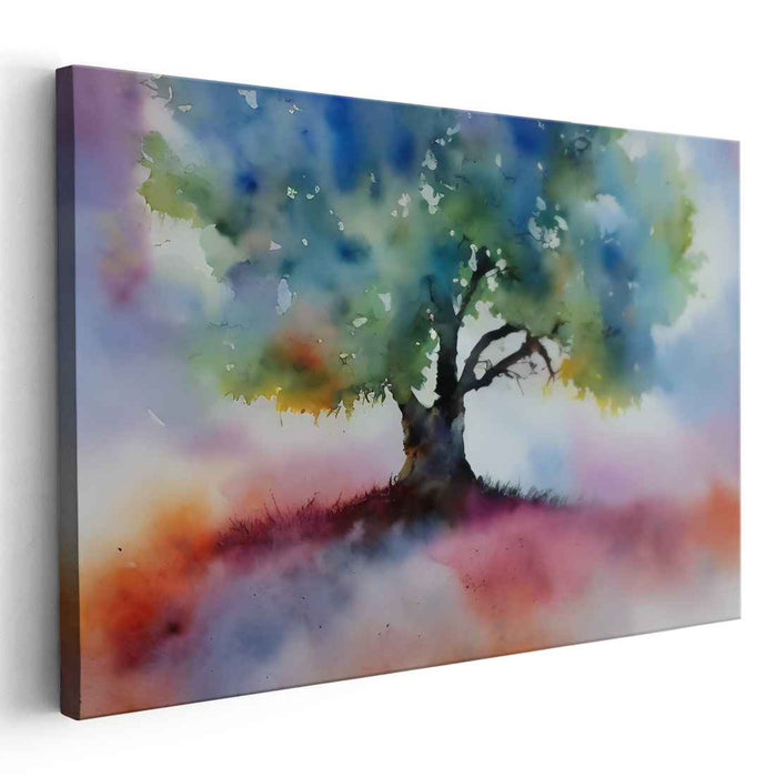 Whispers of Willow Dreams: Dreamlike Watercolor Tree Canvas Art Print