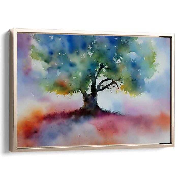 Whispers of Willow Dreams: Dreamlike Watercolor Tree Canvas Art Print