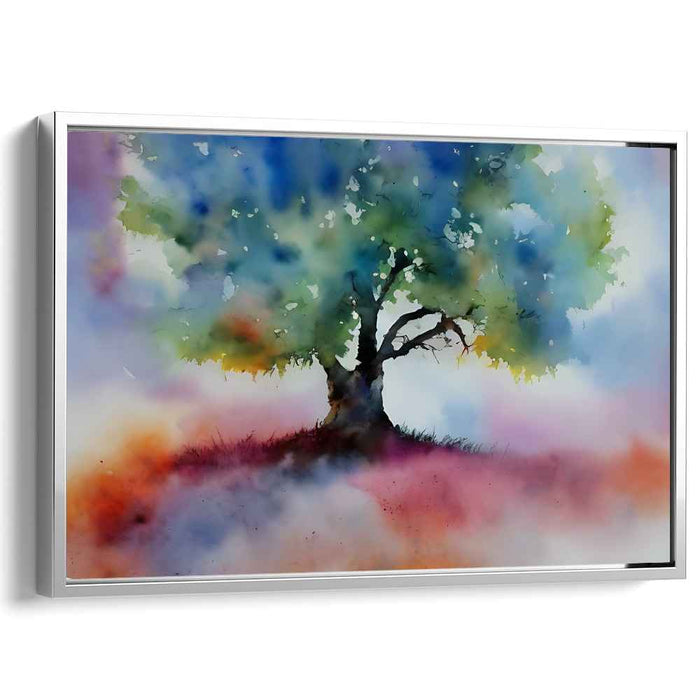 Whispers of Willow Dreams: Dreamlike Watercolor Tree Canvas Art Print