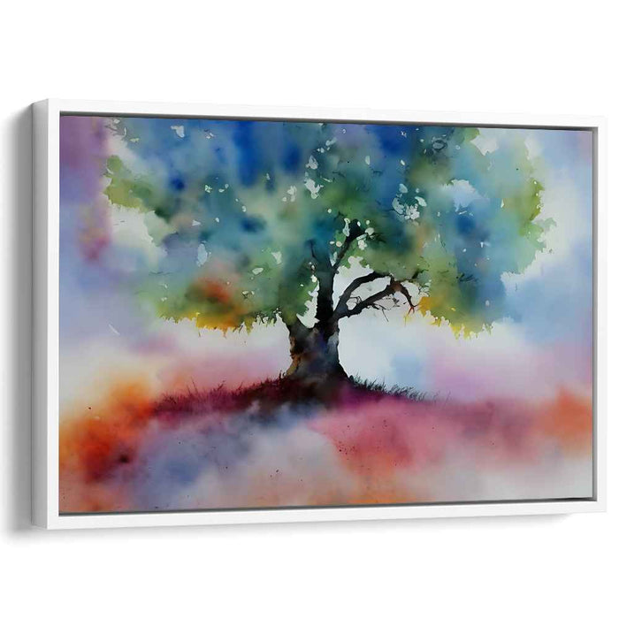 Whispers of Willow Dreams: Dreamlike Watercolor Tree Canvas Art Print