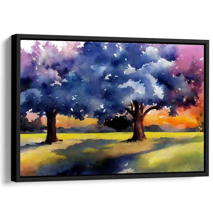 Aqua Mist Symphony: Impressionist Watercolor Landscape Canvas Art Print