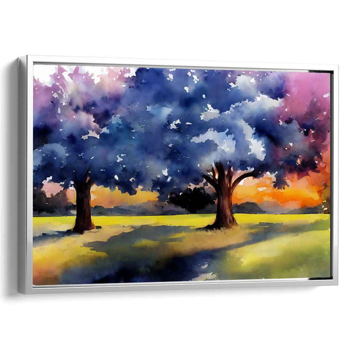 Aqua Mist Symphony: Impressionist Watercolor Landscape Canvas Art Print