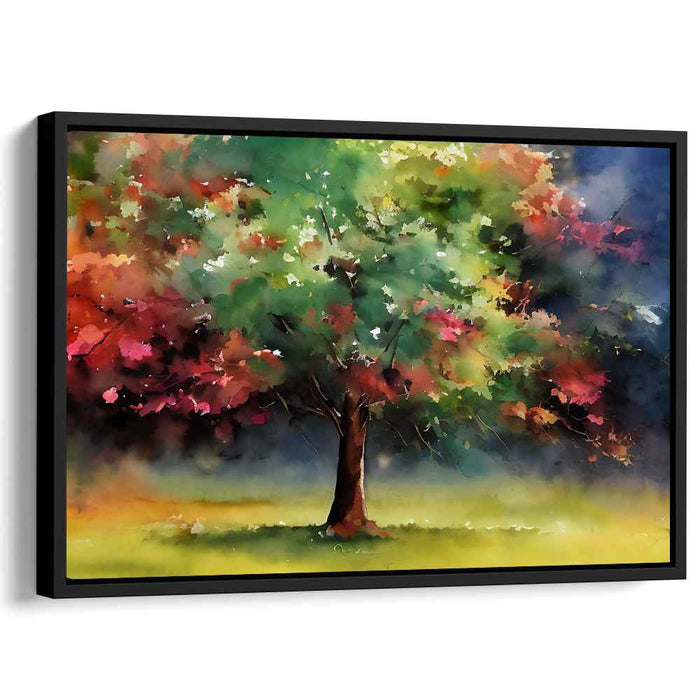 Ethereal Arboreal Splendor: Vibrant Watercolor Landscape Art Print