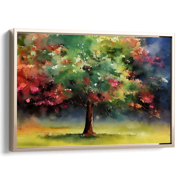 Ethereal Arboreal Splendor: Vibrant Watercolor Landscape Art Print