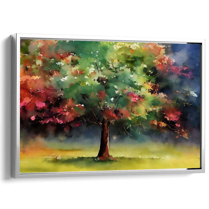 Ethereal Arboreal Splendor: Vibrant Watercolor Landscape Art Print