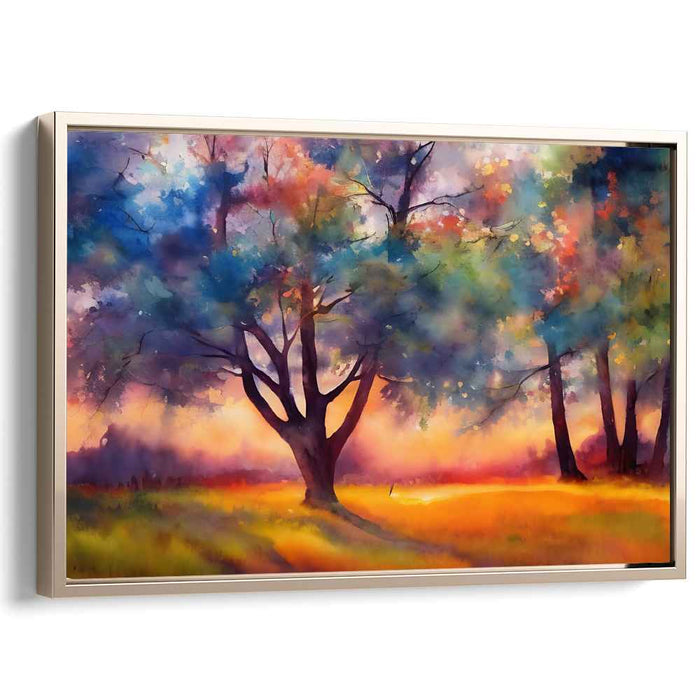 Whispers In Moonlit Woods: Watercolor Forest at Twilight