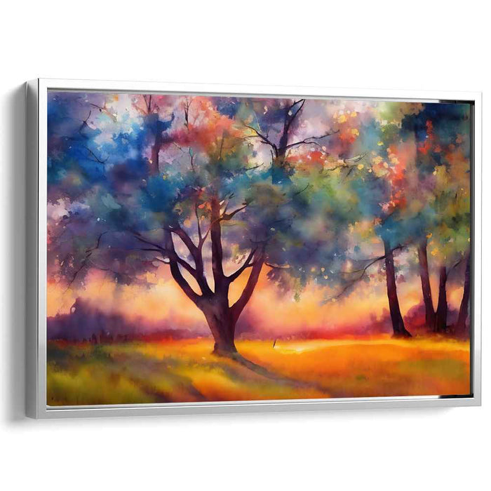 Whispers In Moonlit Woods: Watercolor Forest at Twilight