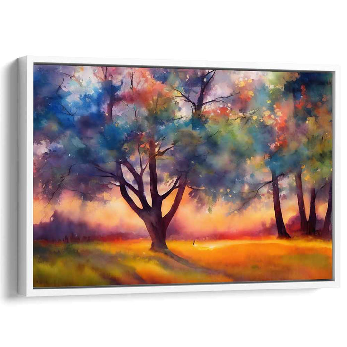 Whispers In Moonlit Woods: Watercolor Forest at Twilight