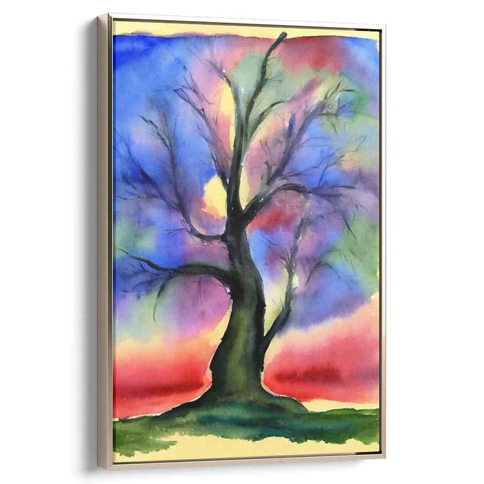 Mystical Solitude: Expressionist Watercolor Tree Canvas Art Print