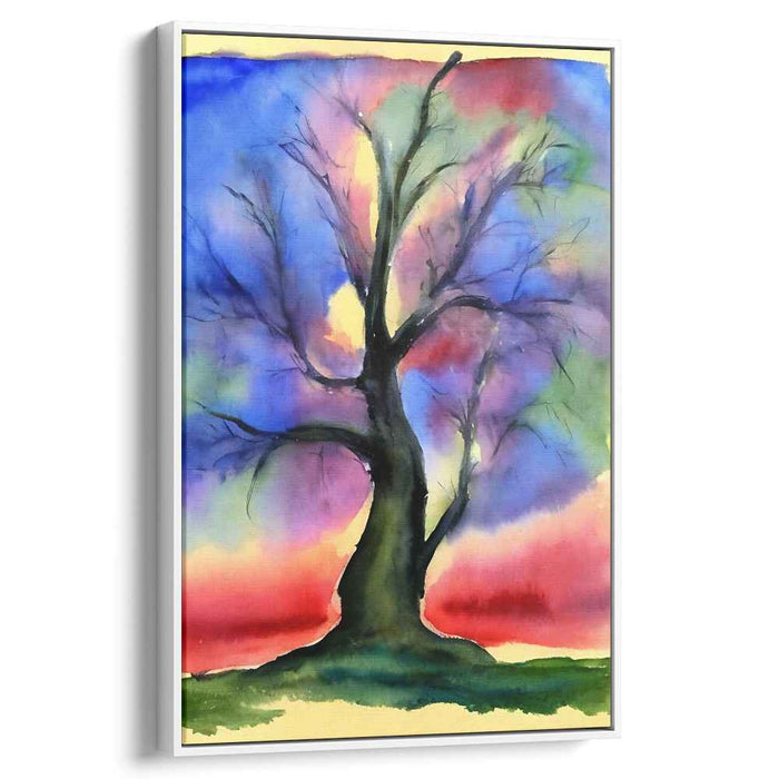 Mystical Solitude: Expressionist Watercolor Tree Canvas Art Print