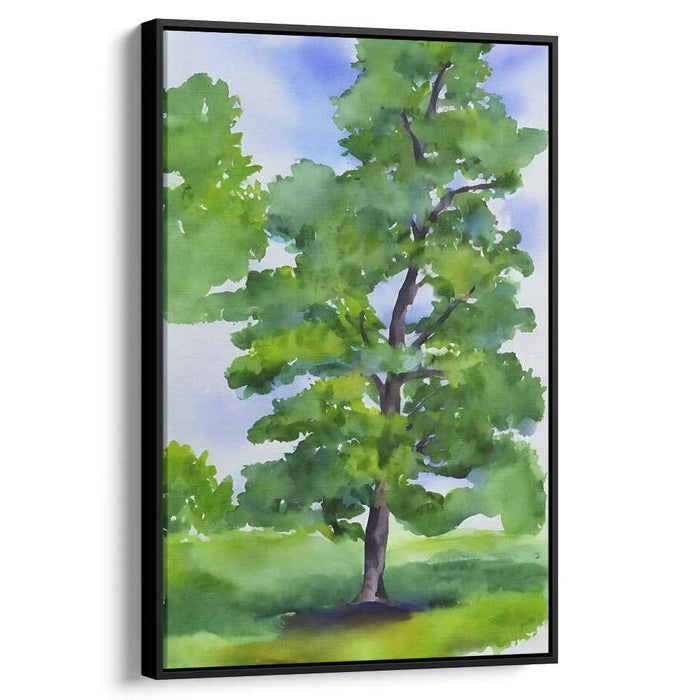 Aqua Arboreal Elegance: Watercolor Tree Landscape Art Print