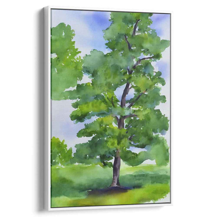 Aqua Arboreal Elegance: Watercolor Tree Landscape Art Print