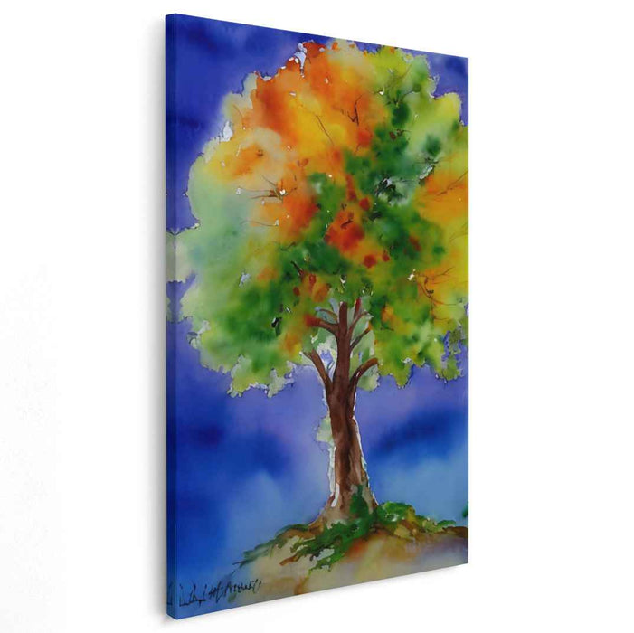 Aqua Arboreal Shift: Watercolor Tree in Transition