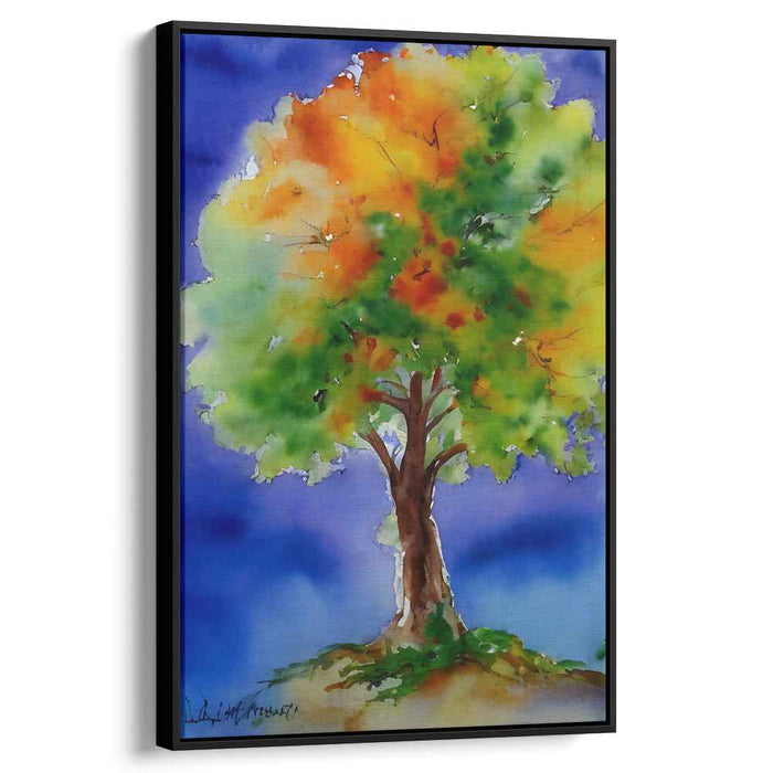 Aqua Arboreal Shift: Watercolor Tree in Transition