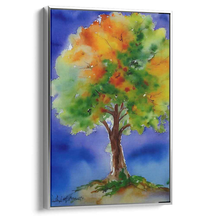 Aqua Arboreal Shift: Watercolor Tree in Transition