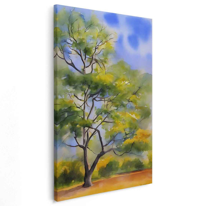 Tranquil Arboreal Harmony: Impressionist-Inspired Watercolor Tree Artwork