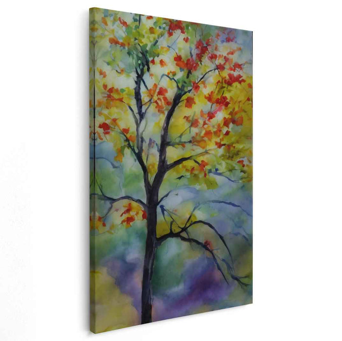 Whispers Of Foliage Dance: Watercolor Tree in Full Splendor