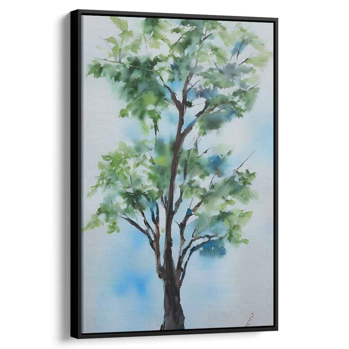 Ethereal Verdure: Watercolor Serenity Tree Artwork