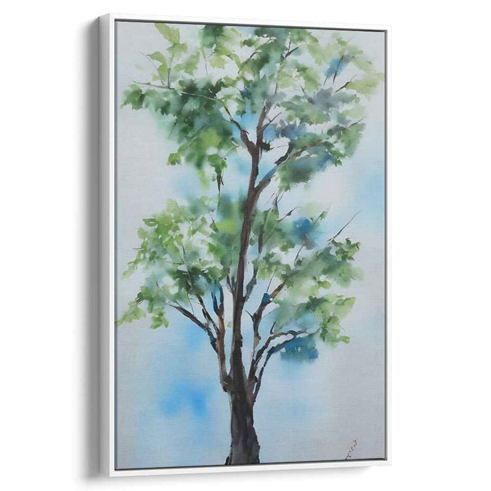 Ethereal Verdure: Watercolor Serenity Tree Artwork