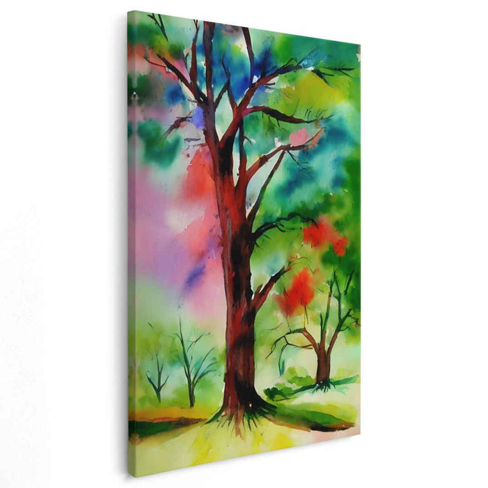 Dreamy Misty Meadows: Impressionist Watercolor Landscape Canvas Art Print