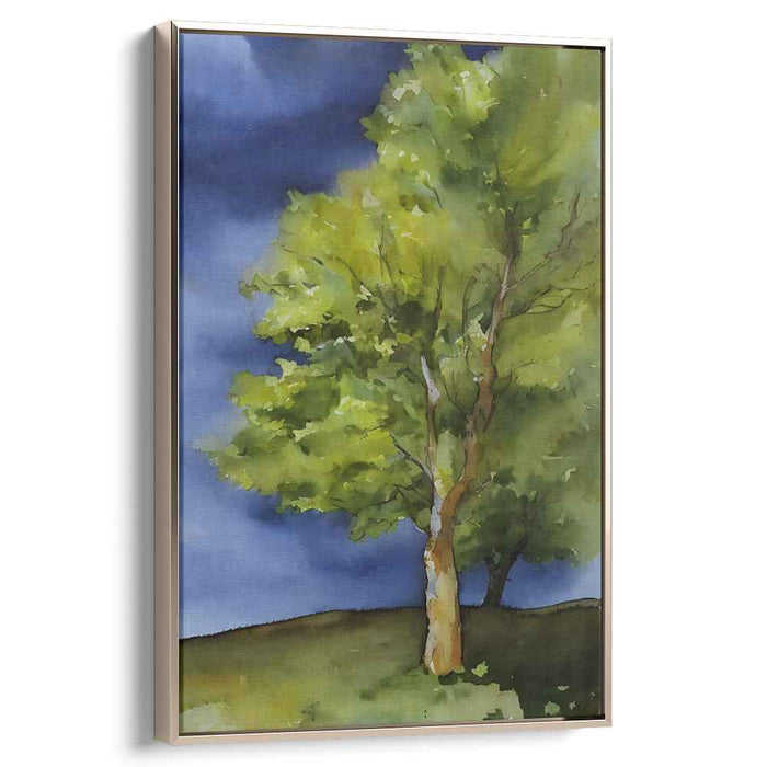 Serene Tree: Watercolor Nature Landscape Canvas Art Print