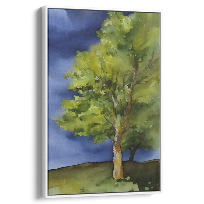 Serene Tree: Watercolor Nature Landscape Canvas Art Print