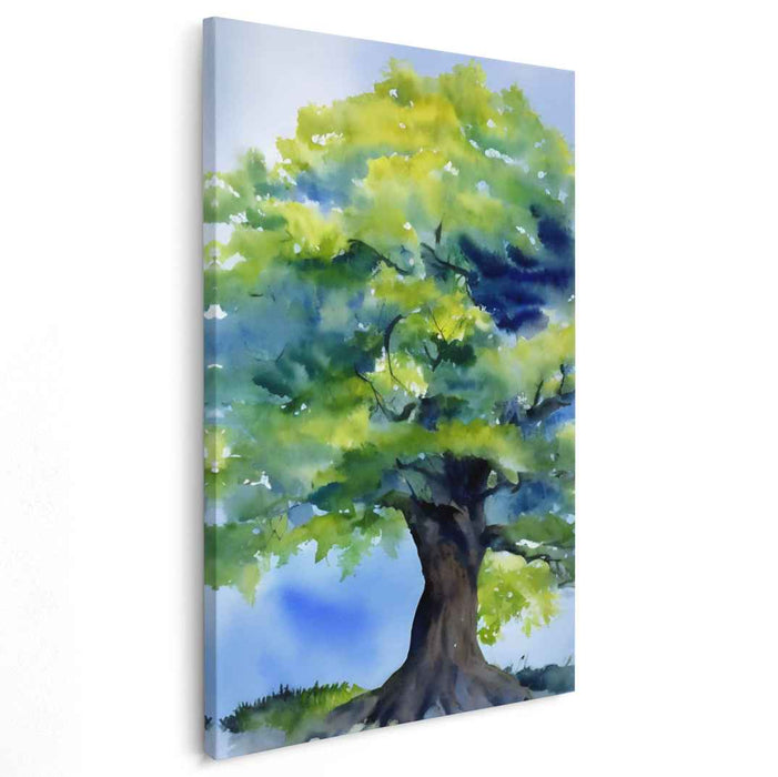 Aquarelle Arboreal Impression: Watercolor Tree Canvas Art Print