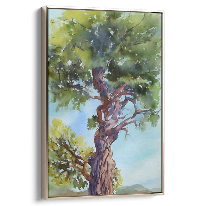 Majestic Tree: Watercolor Nature's Serenity Canvas Art Print