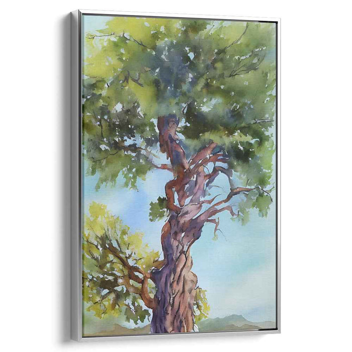 Majestic Tree: Watercolor Nature's Serenity Canvas Art Print