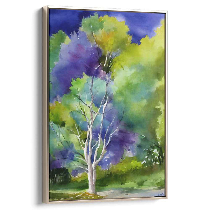 Whispering Colors: Tranquil Tree Watercolor Landscape